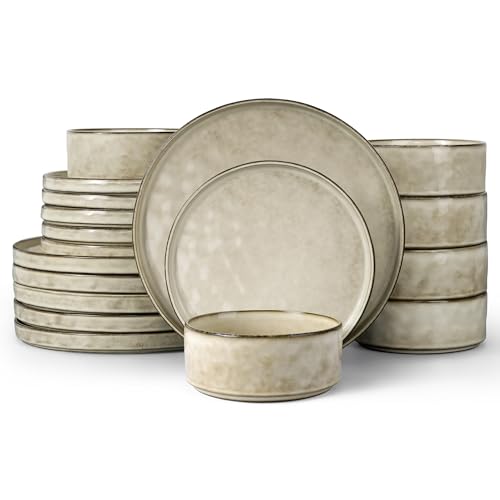 18 Piece Dinnerware Dish Set for 6 (18-Piece / Sandy Beige)
