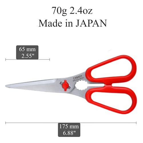 Japanese Food Scissors 6.8" Small Lightweight (6.8" Nimble (Red))