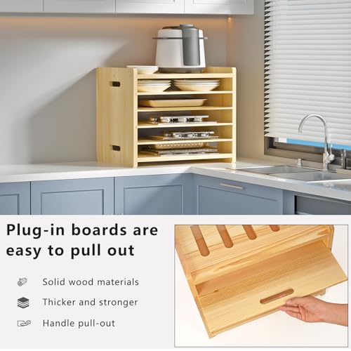 6 Tier Wooden Tray Dividers for Cabinets (6 Tier)
