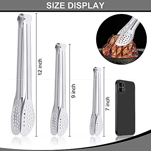 6 Pack Serving Tongs for Buffet Stainless Steel Serving Utensils 7 (7Inch,9Inch,12Inch)