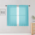 Aqua Kitchen Sheer Curtains for Bedroom Living Room 45 Inch Length (Aqua / 42"W x 45"L (Pack of 2))