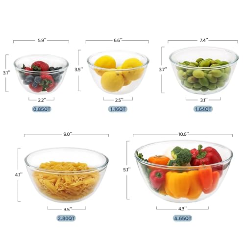 5pc Glass Mixing Bowls Sets (5PCS)