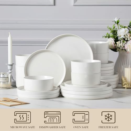 24 Pieces Porcelain Dinnerware Set (Ivory White / 24 Piece (Service for 8))