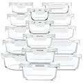 30 Piece Extra Large Glass Food Storage Containers with Lids (White)