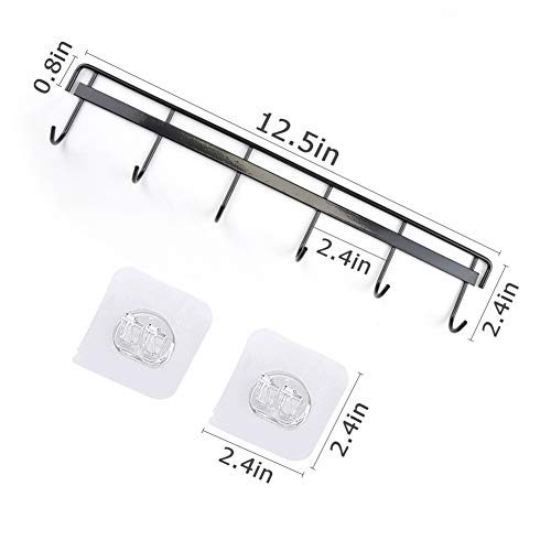 Adhesive Wall Hooks Rack Kitchen Rail (Black)
