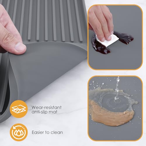 Silicone Coffee Mat with Raised Edges (Gray / 11.8" x 19.7")