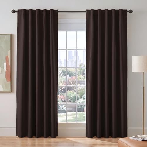 Brown Blakcout Curtains for Living Room 84 inch Long (Brown / 42"W x 84"L (Pack of 2))