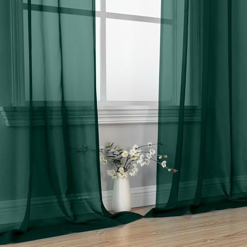 Hunter Green Sheer Curtains 96 Inches Long 2 Panels (Hunter Green / 42"W x 96"L (Pack of 2))