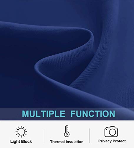 Short Blackout Curtains for Small Bedroom Kitchen Cafe Window (Marine Blue / 42"W x 36"L (Pack of 2))