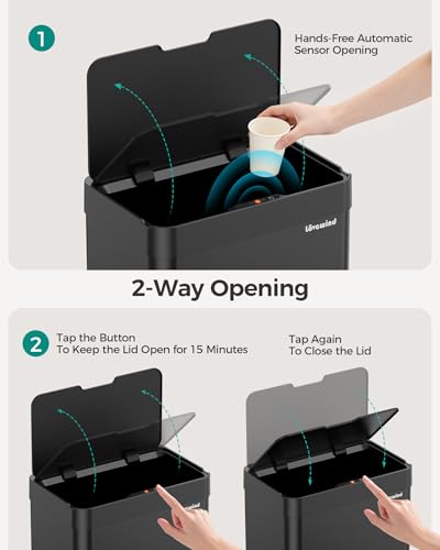 13 Gallon Automatic Kitchen Trash Can (Black / 13 Gallon)