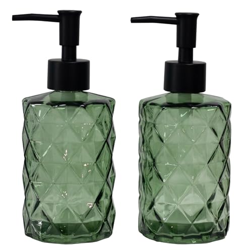 Green Glass Soap Dispenser with Black Plastic Pump (Light Green)