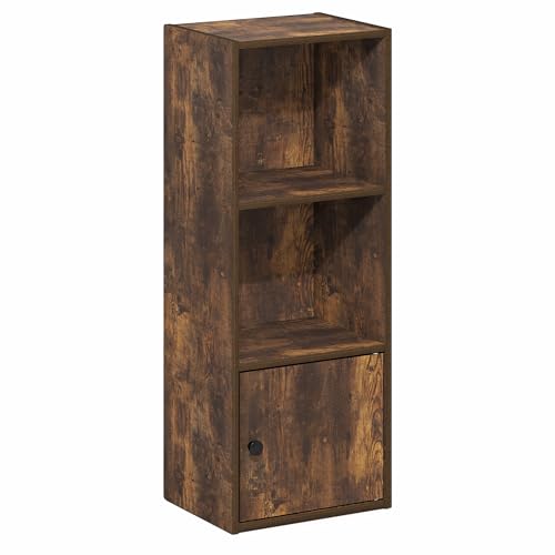 LUDER Book Shelf (Amber Pine / 3-Cube with Cabinet)