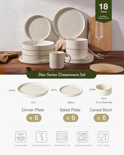 Star Plates & Bowls Sets with Rim (White)