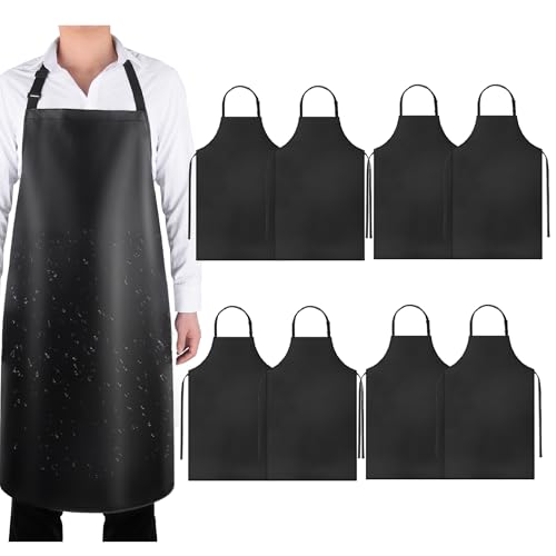 Waterproof Rubber Apron Adjustable Dishwasher Apron (8 Pack / 8 Pack Black)