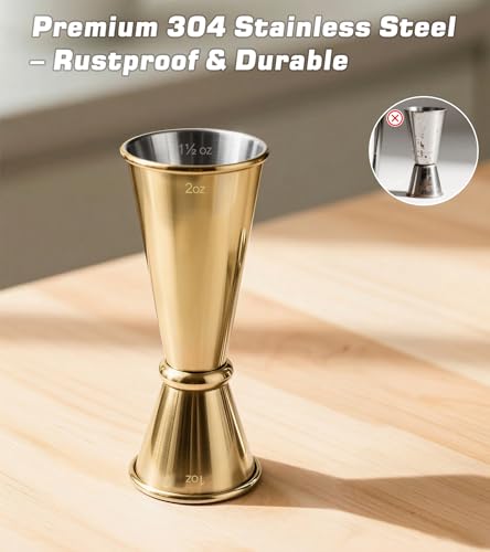 Stainless Steel Cocktail Jiggers (1 Pack-A / Gold)