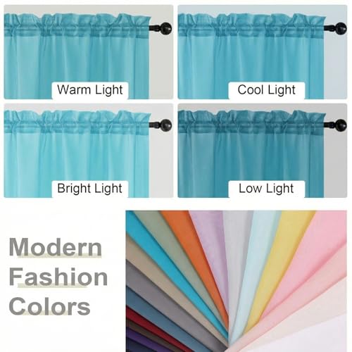 Sheer Curtains 84 Inches Long 2 Panels Set for Bedroom Living Room (Aqua / 42"W x 84"L (Pack of 2))
