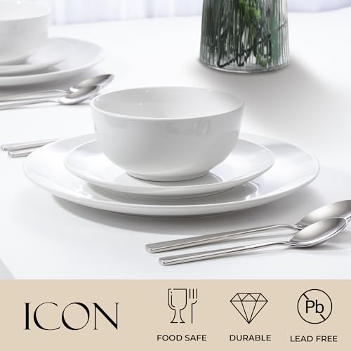 Icon Porcelain Dinnerware Set (Iconic White / Service for 4)