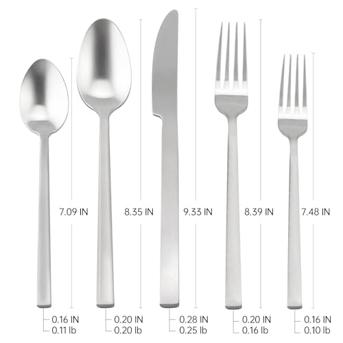 Silverware Set Silver Cuboid 18 (Matte Silver / 20 Pcs)