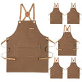 Chef Apron Men Women (Brown, 6 Pack)