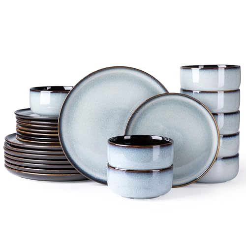 Ceramic Dinnerware Sets for 8 (Modern-Gray White / Service for 8 （24pcs）)