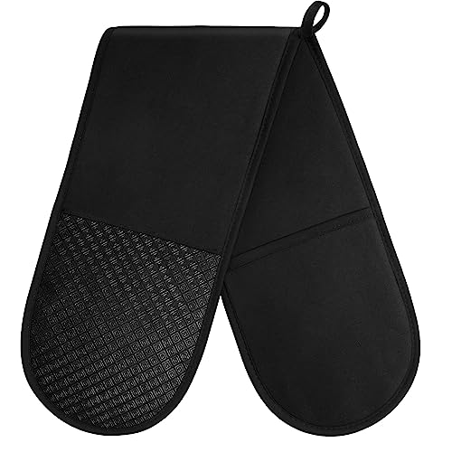 Black Double Oven Mitts (Black(one-piece))