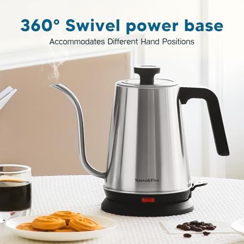 Electric Gooseneck Kettle with Thermometer (Stainless Steel)