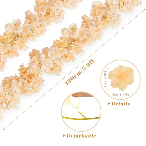 6Pcs 35.4FT Champagne Cherry Blossom Garland for Decoration (6 Pc Champagne Cherry Blossom Garland / Cherry Blossom Garland)