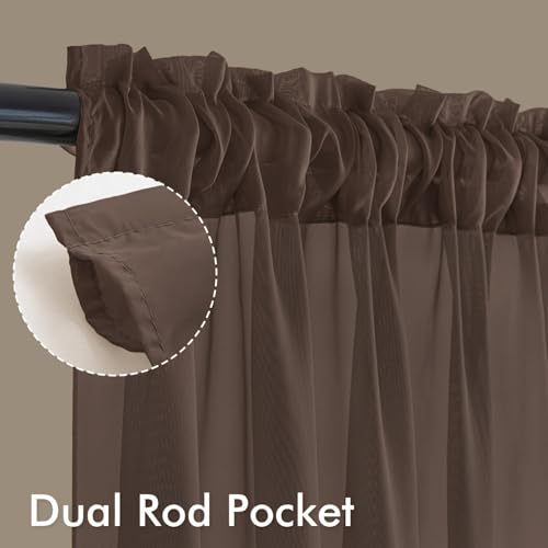 Chocolate Sheer Curtains 90 Inches Long 4 Panels 42 x 90 Inches (42"W x 90"L (Pack of 4) / Chocolate)