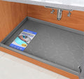 Waterproof Under Sink Mat 37" x 22" Silicone Mat Cabinet Protector (Dark Gray / 37"W x 22"L)