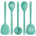 Silicone Kitchen Cooking Utensil Set of 5 ((1) Aqua Sky)