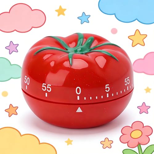 Cute Tomato Shape 360 Degree Rotating Kitchen Cooking Timer Kitchen Craft Mechanical Wind Up 60 Minutes Timer (Red)