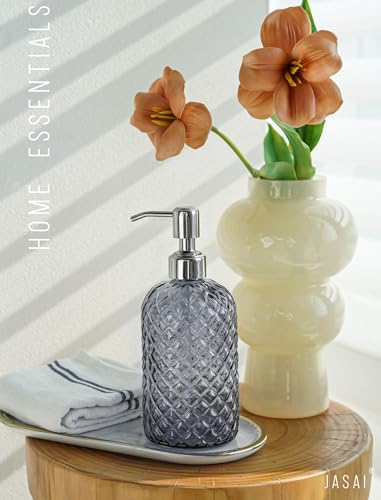 18Oz Smoky Gray Glass Soap Dispenser with Rust Proof Pump (Smoky Gray)