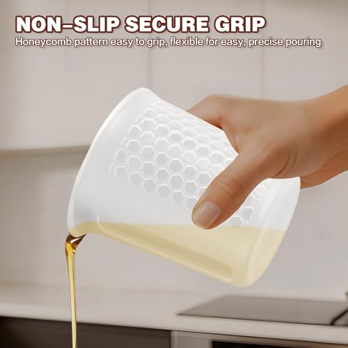 Silicone Measuring Cups Set 125ml + 250ml + 500ml for Cooking Reusable Baking Supplies Silicone Flexible Melting Measure Cup for Butter (125ml+250ml+500ml)