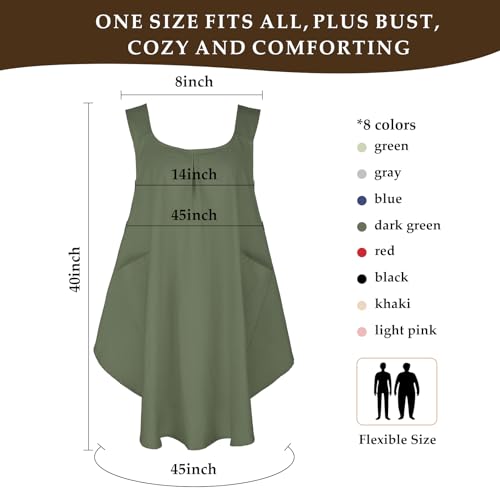 Apron for Women with Pocket Cotton Linen (Darkgreen)