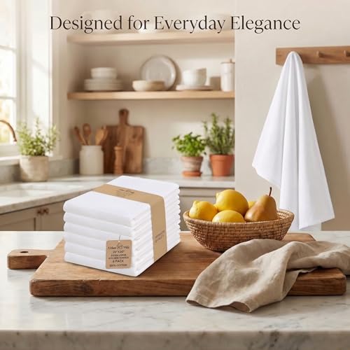 Kitchen Towels Cotton Dish Towels 20”x30” (20" x 30" (Set of 6) / 006 White)