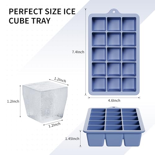 Silicone Ice Cube Tray 3 Pack (Ice Cube Tray 3 Pack / Blue+Mint+Pink)