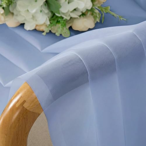 Sheer Curtains 84 inches Long 2 Panels Set for Living Room (Demin / 42"W x 84"L (Pack of 2))