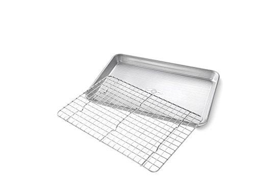 Bakeware Quarter Sheet Baking Pan and Bakeable Nonstick Cooling Rack Set (Quarter Sheet (Pack of 1) / Quarter Sheet Pan & Rack Set)