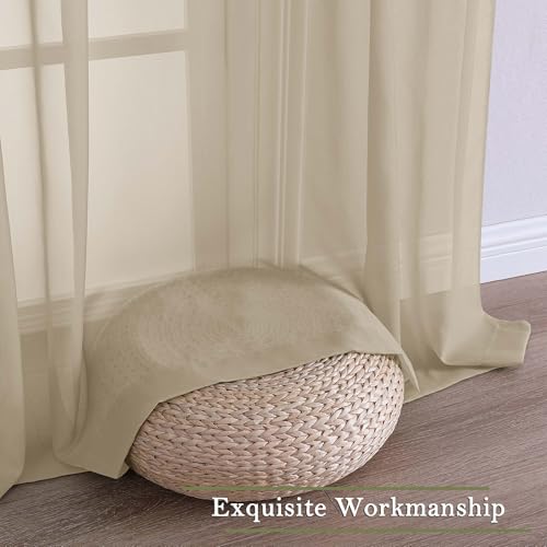 Taupe Sheer Curtains 108 Inches Long 2 Panels (Taupe / 59"W x 108"L (Pack of 2))