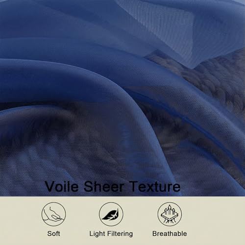 Sheer Curtains 84 Inches Long 2 Panels Set for Bedroom Living Room (Royal Blue / 42"W x 84"L (Pack of 2))