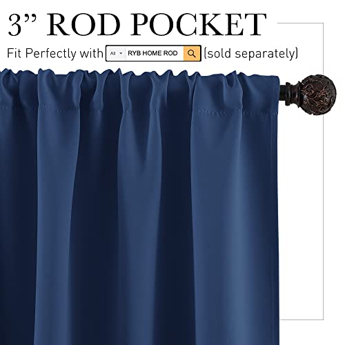 54 inch Blackout Curtains for Living Room Bedroom (Navy Blue / 42"W x 54"L (Pack of 2))