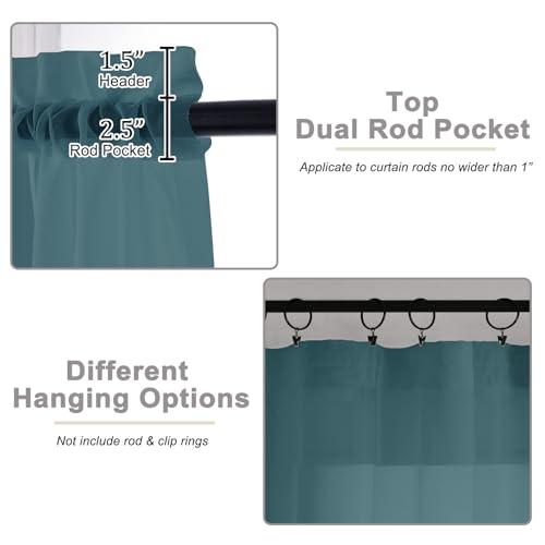 Sheer Dusty Blue Curtains for Bedroom Living Room 90 Inches Long 2 Panels Set (Dusty Blue / 42"W x 90"L (Pack of 2))