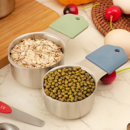 16 Pcs Magnetic Measuring Cups and Spoons Set (Silvery-16pcs)
