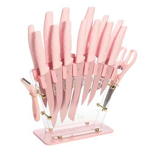 Knife Block Set with Fan Style Clear Acrylic Knife Block