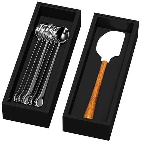 Bamboo Kitchen Drawer Organizer (10 x 3.5 x 2 Inch / Black)