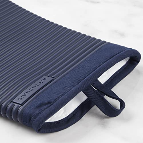 Ribbed Soft Silicone Oven Mitt 2 (7.5"x13" / Ink Blue)