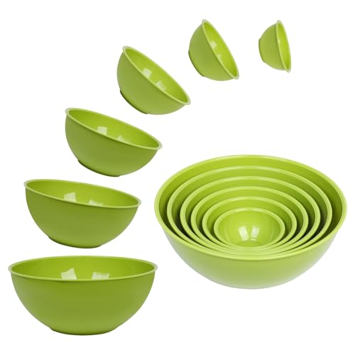 BPA Free Plastic Round Mixing Bowl with Lids (Light Green)