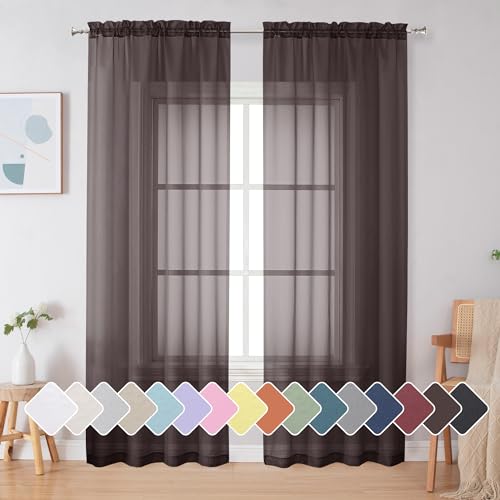 Chocolate Sheer Curtains 84 Inches Long (Chocolate / 42"W x 84"L (Pack of 2))