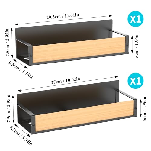 Metal Magnetic Spice Rack for Refrigerator Wood (2 Pack / Wood)