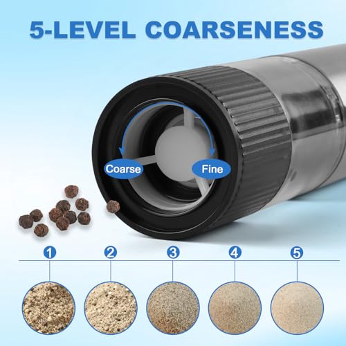 Electric Salt and Pepper Grinder Set Rechargeable (Silver)